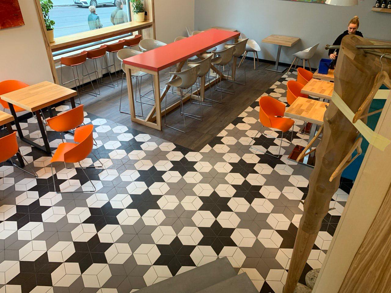 Geometric Tile Flooring Installation